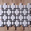 White Marble Floor Mosaic Tile Thassos Kitchen Backsplash Tile Black And White Mosaic Tiles